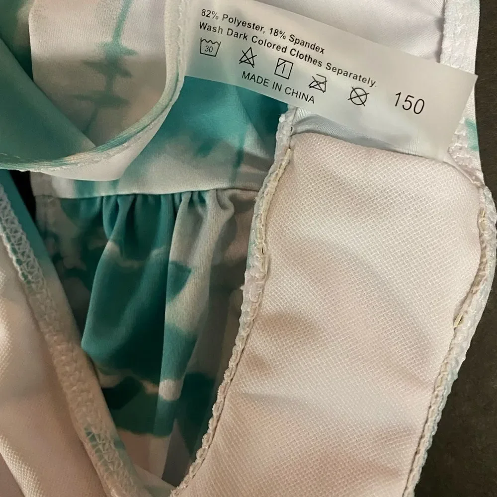 2PC SHEIN Green White‎ Tie Dye Bikini Size 150